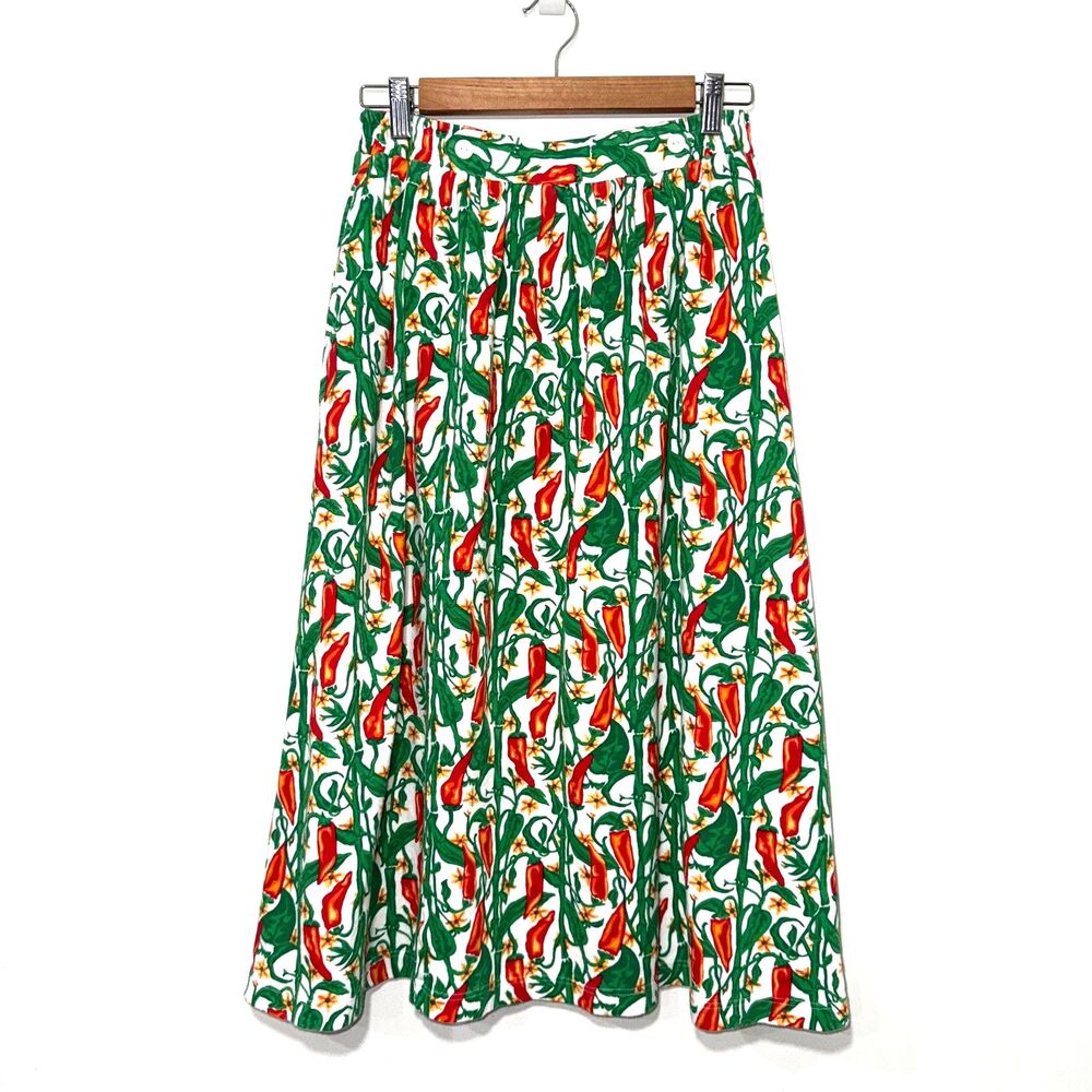 RARE Vintage The Eagles Eye Cotton Novelty Pepper Print Midi Skirt M